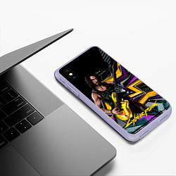 Чехол iPhone XS Max матовый Johnny Cyberpunk2077, цвет: 3D-светло-сиреневый — фото 2