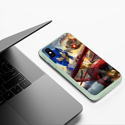 Чехол iPhone XS Max матовый Соник Тейлз и Доктор Эггман, цвет: 3D-салатовый — фото 2