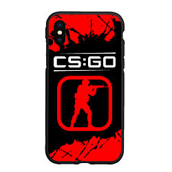 Чехол iPhone XS Max матовый CS:GO лого с линиями и спецназом, цвет: 3D-черный