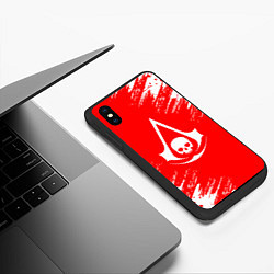 Чехол iPhone XS Max матовый Assassins creed череп красные брызги, цвет: 3D-черный — фото 2