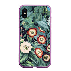 Чехол iPhone XS Max матовый Цветы Полуночные, цвет: 3D-фиолетовый