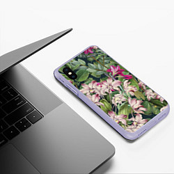 Чехол iPhone XS Max матовый Цветы Лилия Тигровая, цвет: 3D-светло-сиреневый — фото 2