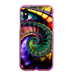 Чехол iPhone XS Max матовый Красочная фрактальная спираль Colorful fractal spi, цвет: 3D-малиновый