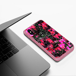 Чехол iPhone XS Max матовый РАЗНОЦВЕТНАЯ ВОЛНА, цвет: 3D-малиновый — фото 2