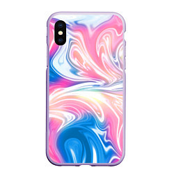 Чехол iPhone XS Max матовый Абстрактный цветной паттерн Волны Abstract Color P, цвет: 3D-светло-сиреневый