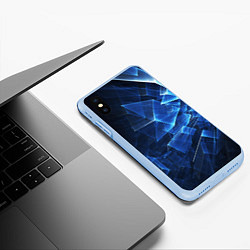 Чехол iPhone XS Max матовый Abstract geometric Прозрачные синие голографически, цвет: 3D-голубой — фото 2