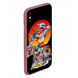 Чехол iPhone XS Max матовый ВАН ПИС АРКИ В ЛУФФИ ONE PIECE, цвет: 3D-малиновый — фото 2