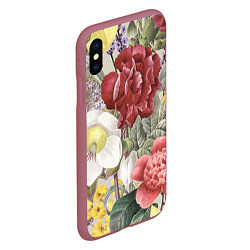 Чехол iPhone XS Max матовый Цветы Красочный Садовый Букет, цвет: 3D-малиновый — фото 2