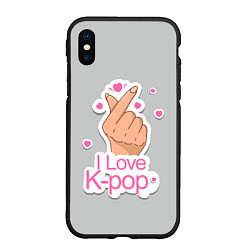 Чехол iPhone XS Max матовый Я люблю K-pop - жест Хани, цвет: 3D-черный