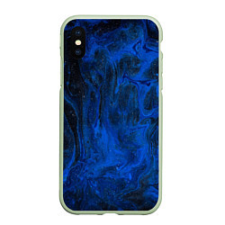 Чехол iPhone XS Max матовый Синий абстрактный дым, цвет: 3D-салатовый