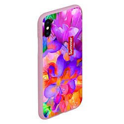 Чехол iPhone XS Max матовый Красочный цветочный паттерн Лето Colorful Floral P, цвет: 3D-розовый — фото 2