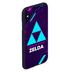 Чехол iPhone XS Max матовый Символ Zelda в неоновых цветах на темном фоне, цвет: 3D-черный — фото 2