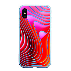 Чехол iPhone XS Max матовый Разноцветные неоновые полосы Волна Multicolored ne, цвет: 3D-голубой