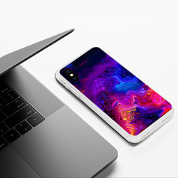 Чехол iPhone XS Max матовый Цветные неоновые разводы на воде Авангард Colored, цвет: 3D-белый — фото 2