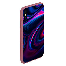 Чехол iPhone XS Max матовый Неоновые разводы Neon streaks, цвет: 3D-малиновый — фото 2