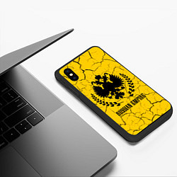 Чехол iPhone XS Max матовый RUSSIAN EMPIRE - ГЕРБ Трещины, цвет: 3D-черный — фото 2