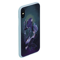 Чехол iPhone XS Max матовый Darker than black арт, цвет: 3D-голубой — фото 2