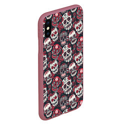 Чехол iPhone XS Max матовый День мертвых Черепа Мексика, цвет: 3D-малиновый — фото 2