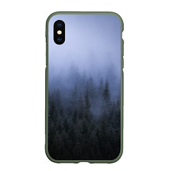 Чехол iPhone XS Max матовый Лес в ночи, цвет: 3D-темно-зеленый