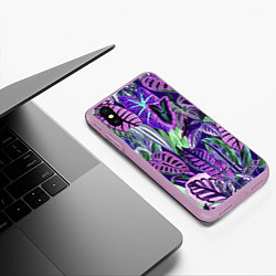 Чехол iPhone XS Max матовый Цветы Яркие Тропики, цвет: 3D-сиреневый — фото 2