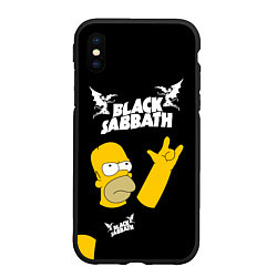 Чехол iPhone XS Max матовый Black Sabbath Гомер Симпсон Simpsons, цвет: 3D-черный
