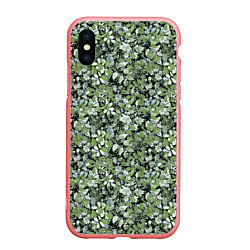 Чехол iPhone XS Max матовый Летний лесной камуфляж в зеленых тонах