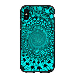 Чехол iPhone XS Max матовый NEON FRACTAL PATTERN