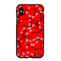 Чехол iPhone XS Max матовый LOVING HEARTS, цвет: 3D-черный