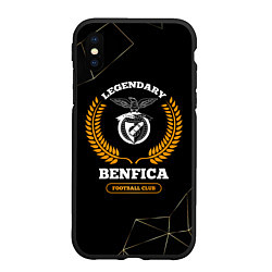 Чехол iPhone XS Max матовый Лого Benfica и надпись Legendary Football Club на, цвет: 3D-черный