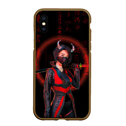 Чехол iPhone XS Max матовый Neon oni кунаичи, цвет: 3D-коричневый