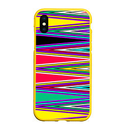 Чехол iPhone XS Max матовый Разноцветный радужный полосатый принт