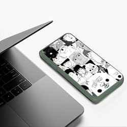 Чехол iPhone XS Max матовый Моб психо 100 паттерн, цвет: 3D-темно-зеленый — фото 2