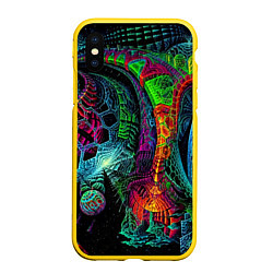 Чехол iPhone XS Max матовый Фантастическая авангардная композиция Абстракция F, цвет: 3D-желтый