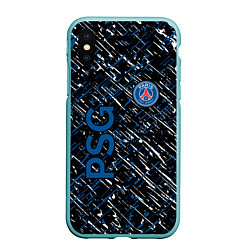 Чехол iPhone XS Max матовый Псж синие белые чёрточки