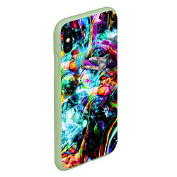 Чехол iPhone XS Max матовый Красочный космос, цвет: 3D-салатовый — фото 2