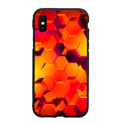 Чехол iPhone XS Max матовый НЕОНОВЫЕ ГРАДИЕНТНЫЕ 3D гексаэдры