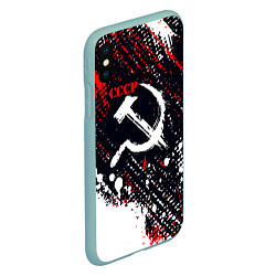 Чехол iPhone XS Max матовый USSR - СССР - СЕРП И МОЛОТ - КРАСКА, цвет: 3D-мятный — фото 2