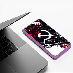 Чехол iPhone XS Max матовый USSR - СССР - СЕРП И МОЛОТ - КРАСКА, цвет: 3D-фиолетовый — фото 2