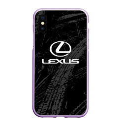 Чехол iPhone XS Max матовый Lexus - следы шин, цвет: 3D-сиреневый