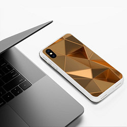 Чехол iPhone XS Max матовый Золотые 3D треугольники, цвет: 3D-белый — фото 2