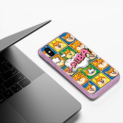 Чехол iPhone XS Max матовый Pop art shiba inu, цвет: 3D-сиреневый — фото 2