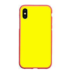 Чехол iPhone XS Max матовый Однотонный неоновый лимонный желтый тон, цвет: 3D-красный