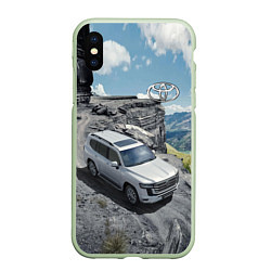 Чехол iPhone XS Max матовый Toyota Land Cruiser 300 Горная дорога, цвет: 3D-салатовый