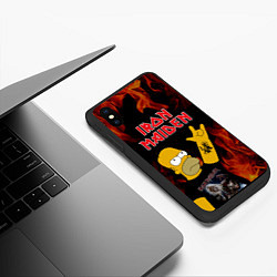 Чехол iPhone XS Max матовый Iron Maiden Гомер Симпсон Рокер, цвет: 3D-черный — фото 2