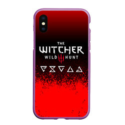 Чехол iPhone XS Max матовый Witcher blood, цвет: 3D-фиолетовый