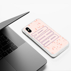 Чехол iPhone XS Max матовый Имя Аня по-вертикали с розовым фоном, цвет: 3D-белый — фото 2