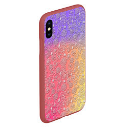 Чехол iPhone XS Max матовый Белые цветы на цветном фоне, цвет: 3D-красный — фото 2