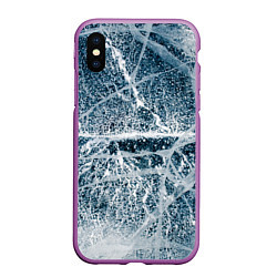 Чехол iPhone XS Max матовый Потрескавшийся лед, цвет: 3D-фиолетовый