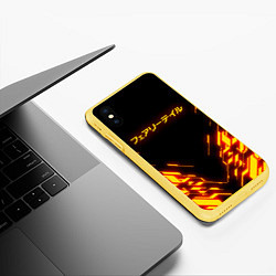 Чехол iPhone XS Max матовый FAIRY TAIL FLAMING GEOMETRY, цвет: 3D-желтый — фото 2