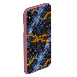 Чехол iPhone XS Max матовый Оранжево-Синяя Вулканическая Лава, цвет: 3D-малиновый — фото 2